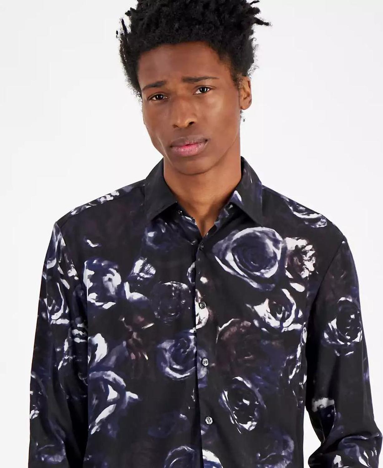 Men's Slim-Fit Floral Button-Down Shirt
