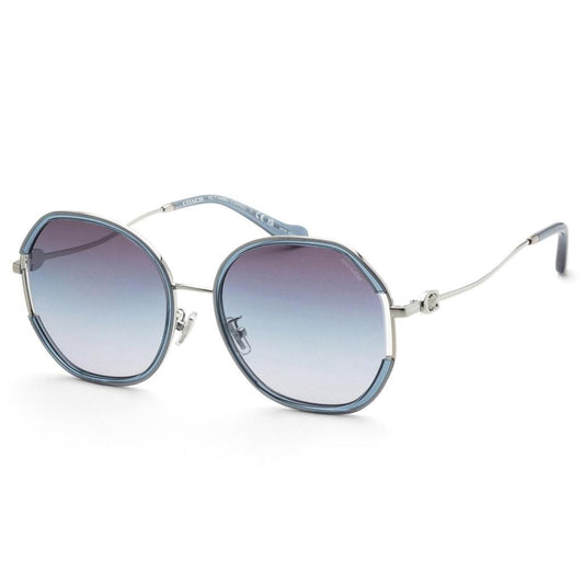 Coach Women's 59mm Shiny Silver/Blue Sunglasses