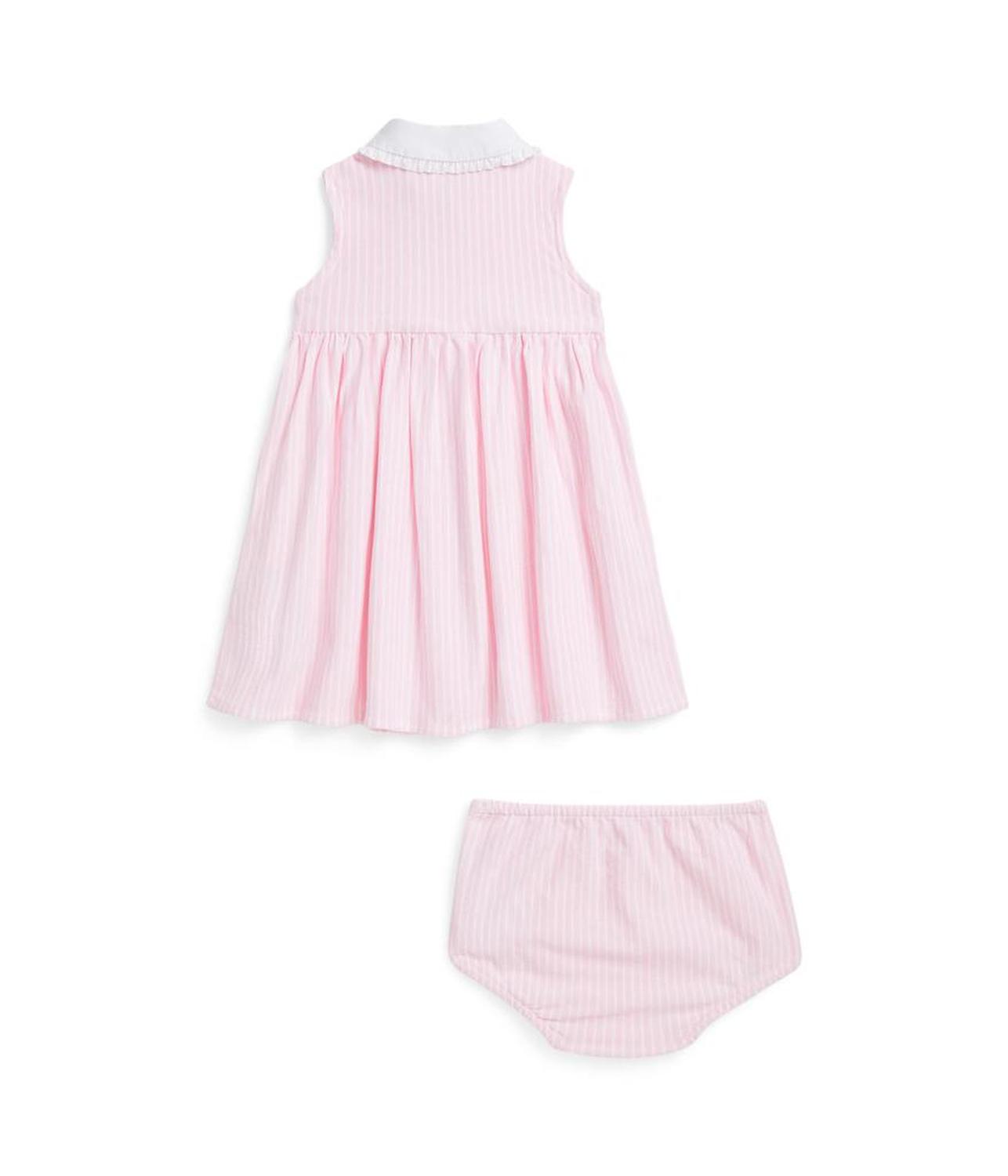 Striped Knit Oxford Shirtdress & Bloomer (Infant)