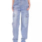 MICHAEL Women's Relaxed Denim Cargo Jeans