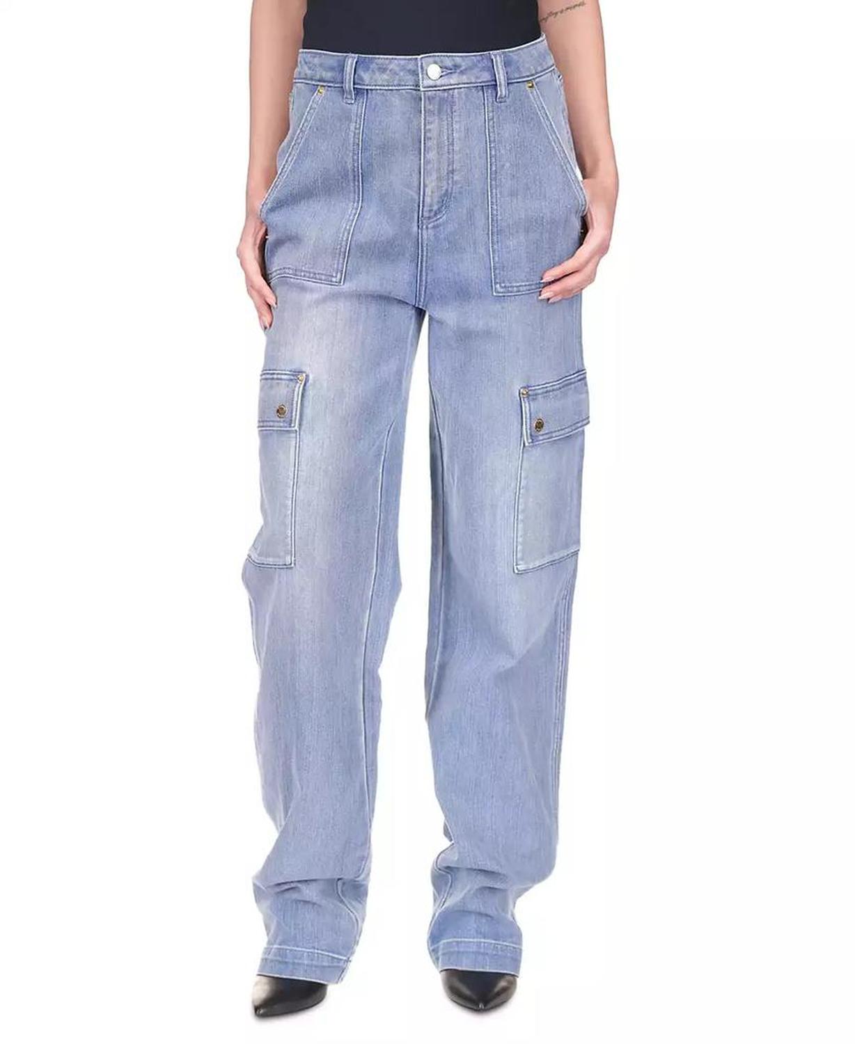 MICHAEL Women's Relaxed Denim Cargo Jeans
