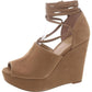 Womens Slip On Lace Up Ankle Strap