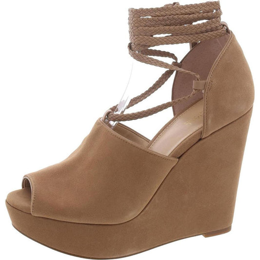 Womens Slip On Lace Up Ankle Strap