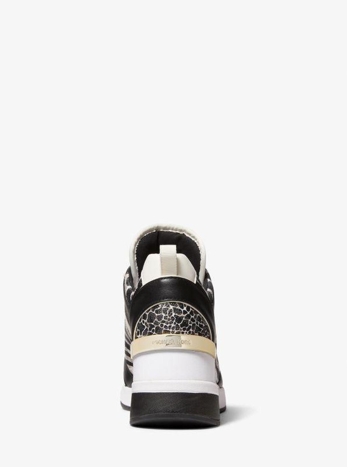 Georgie Animal Print Logo and Leather Trainer