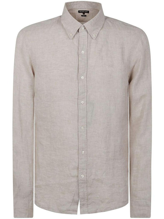 Michael Kors Slub-Texture Curved Hem Shirt