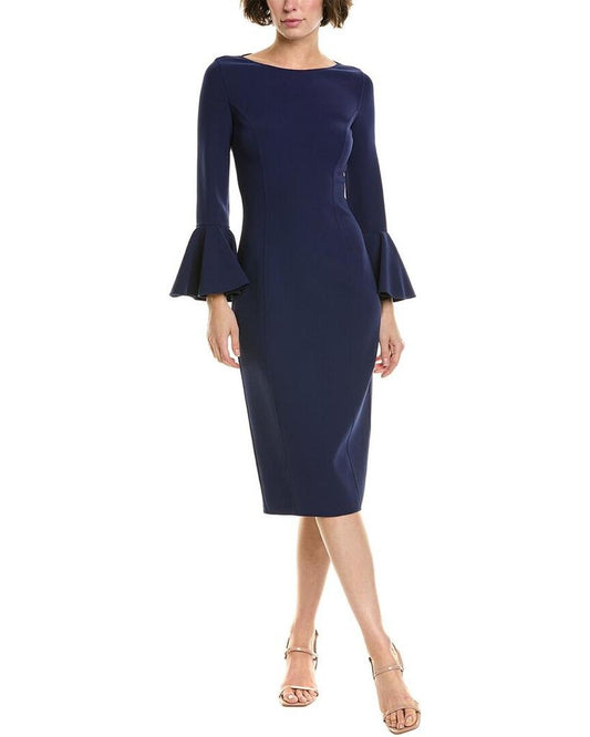 Crepe Wool-Blend Sheath Dress