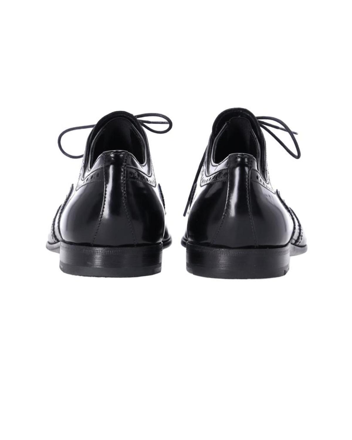 Prada Lace Up Brogues in Black Patent Leather
