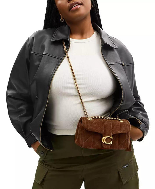 Suede Tabby Shoulder Bag 20 With Quilting