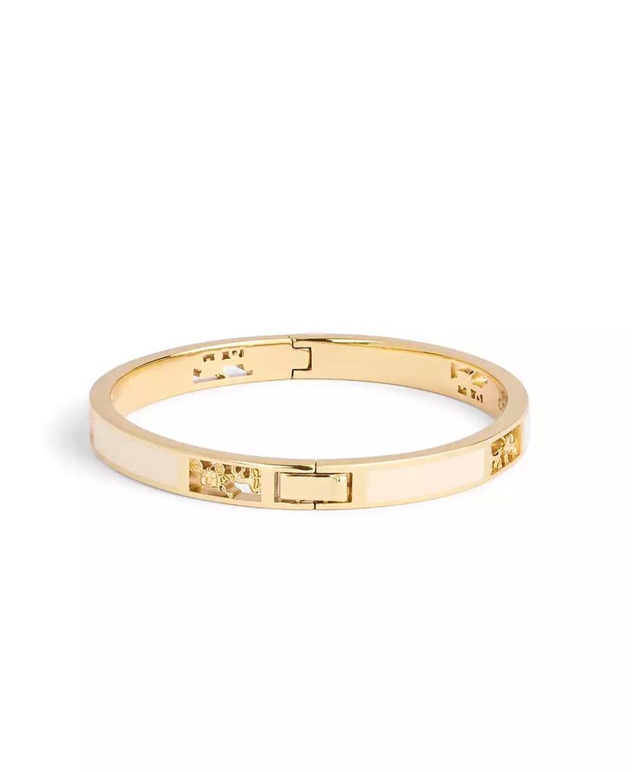 Enamel Signature Horse Carriage Cut Out Bangle Bracelet