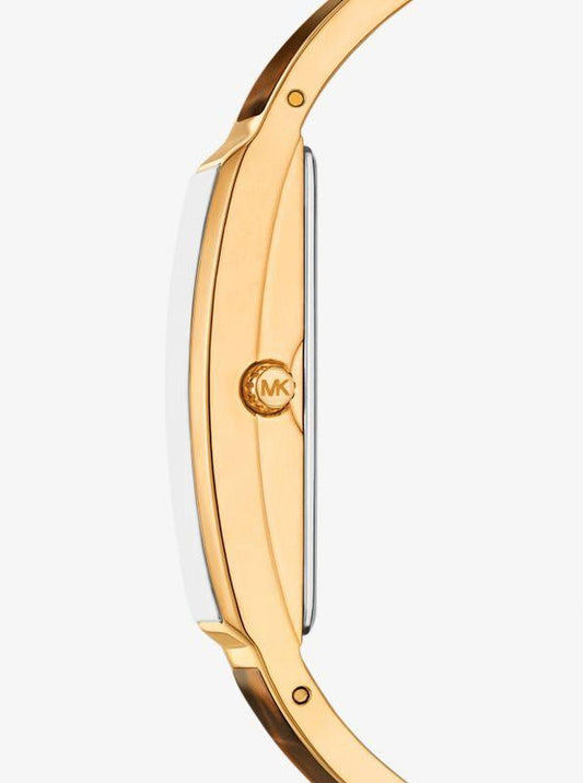 Yazmeen Gold-Tone and Tortoiseshell Acetate Bangle Watch