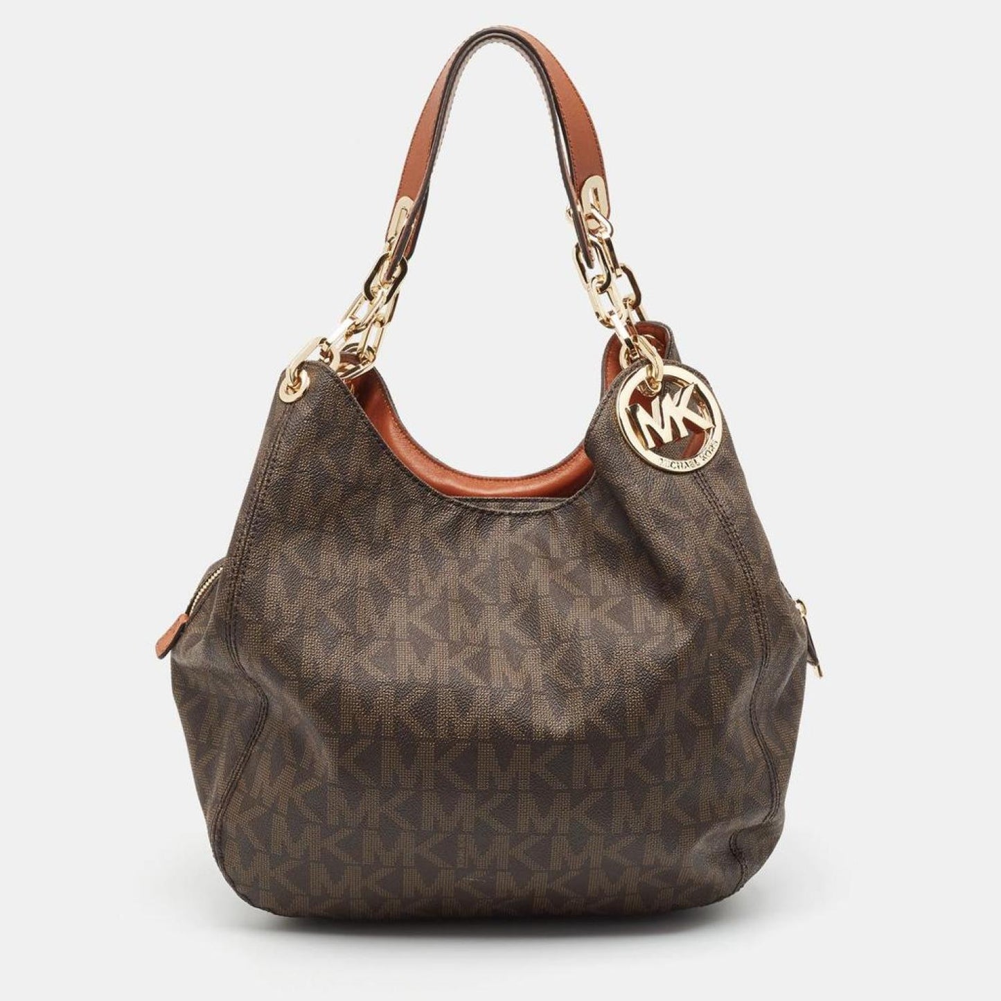 Michael Kors Dark Signature Coated Canvas And Leather Fulton Hobo