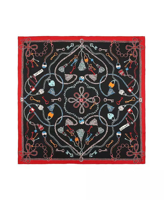 Women's Lock and Key Silk Square Scarf