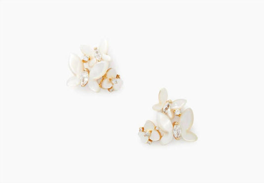 Social Butterfly Cluster Stud Earrings In White Multi 960