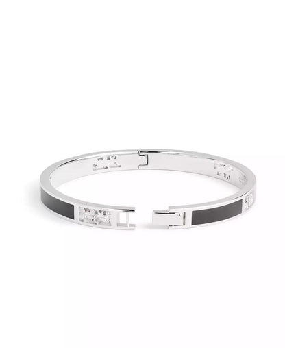 Enamel Signature Horse Carriage Cut Out Bangle Bracelet