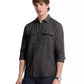 Men's Crepe Long Sleeve Two-Pocket Button-Front Shirt