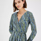 Women's Printed Long-Sleeve Midi Wrap Dress