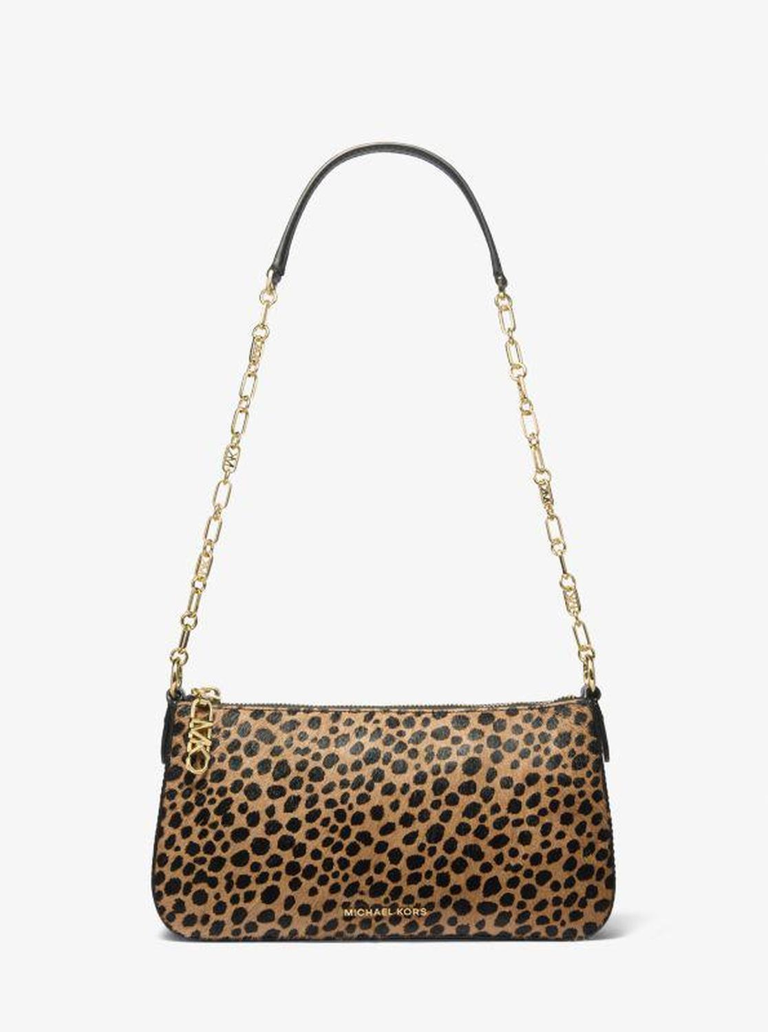 Empire Medium Cheetah Print Calf Hair Chain-Link Pochette