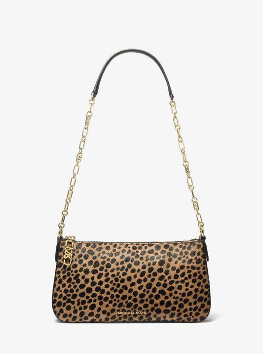 Empire Medium Cheetah Print Calf Hair Chain-Link Pochette