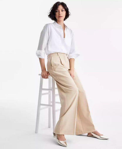 Women's Creased High-Rise Wide-Leg Trousers