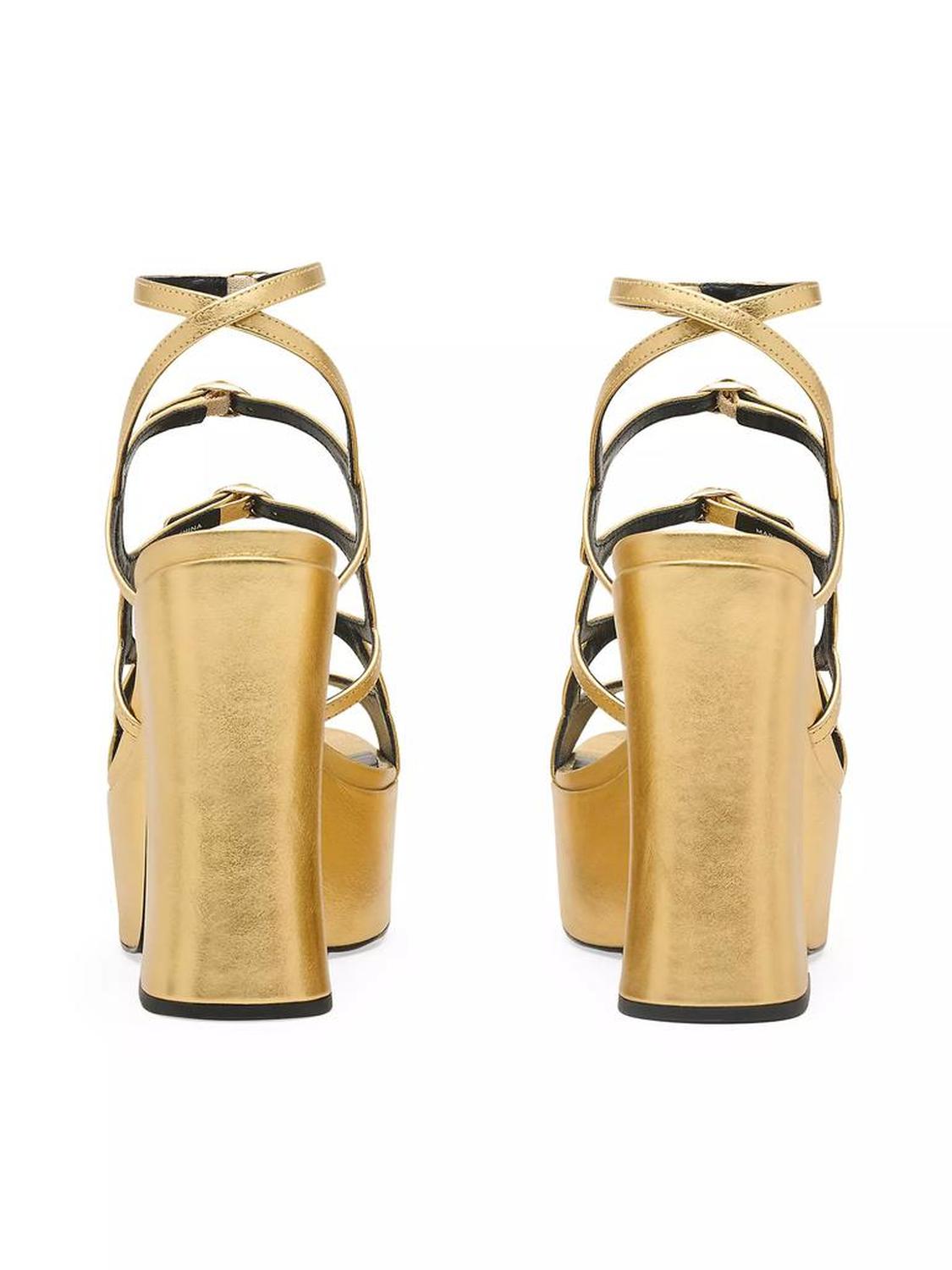 Kiki Metallic Leather Platform Pump Sandals