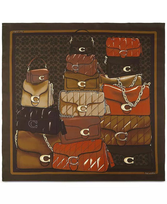 Stacked Handbag Printed Silk Scarf