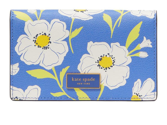Katy Sunshine Floral Printed Textured Leather Small Bifold Snap Wallet