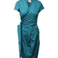 Wrap Dress in Turquoise Cotton Poplin
