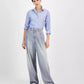 Women's Slouchy Denim Pleated Wide-Leg Pants
