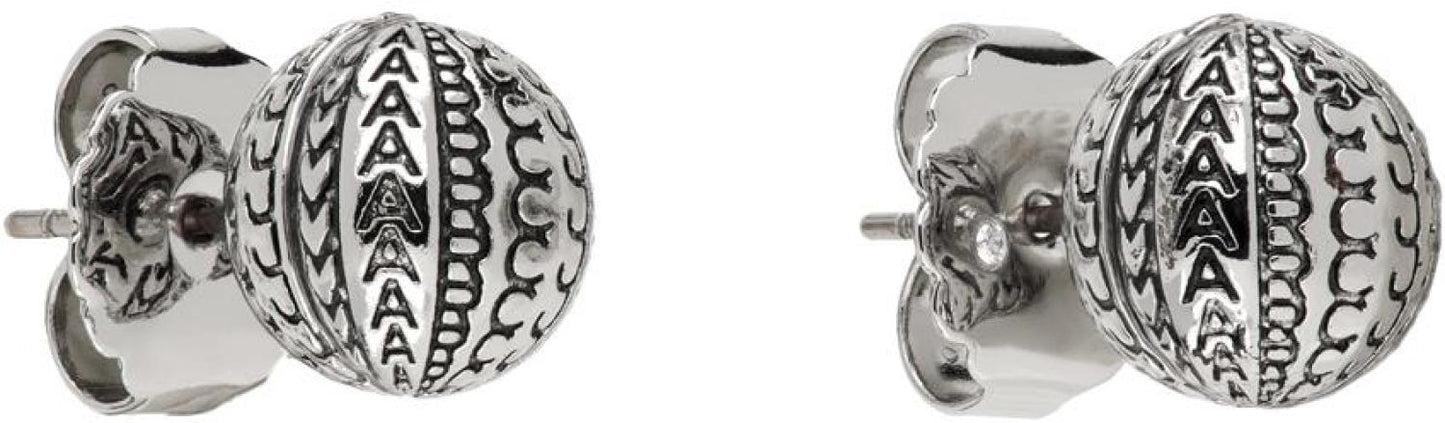 Silver 'The Monogram Ball Chain Stud' Earrings