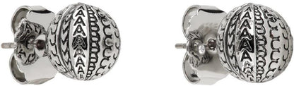Silver 'The Monogram Ball Chain Stud' Earrings