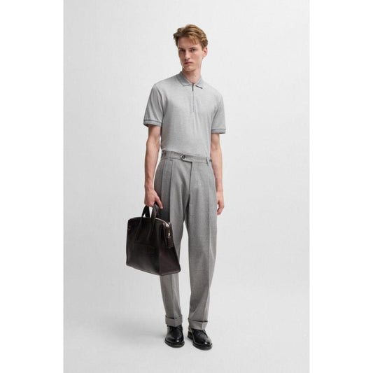 Zip-neck polo shirt in cotton and silk