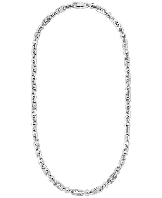Rhodium-Plated Brass Astor Link Unisex Chain Necklace