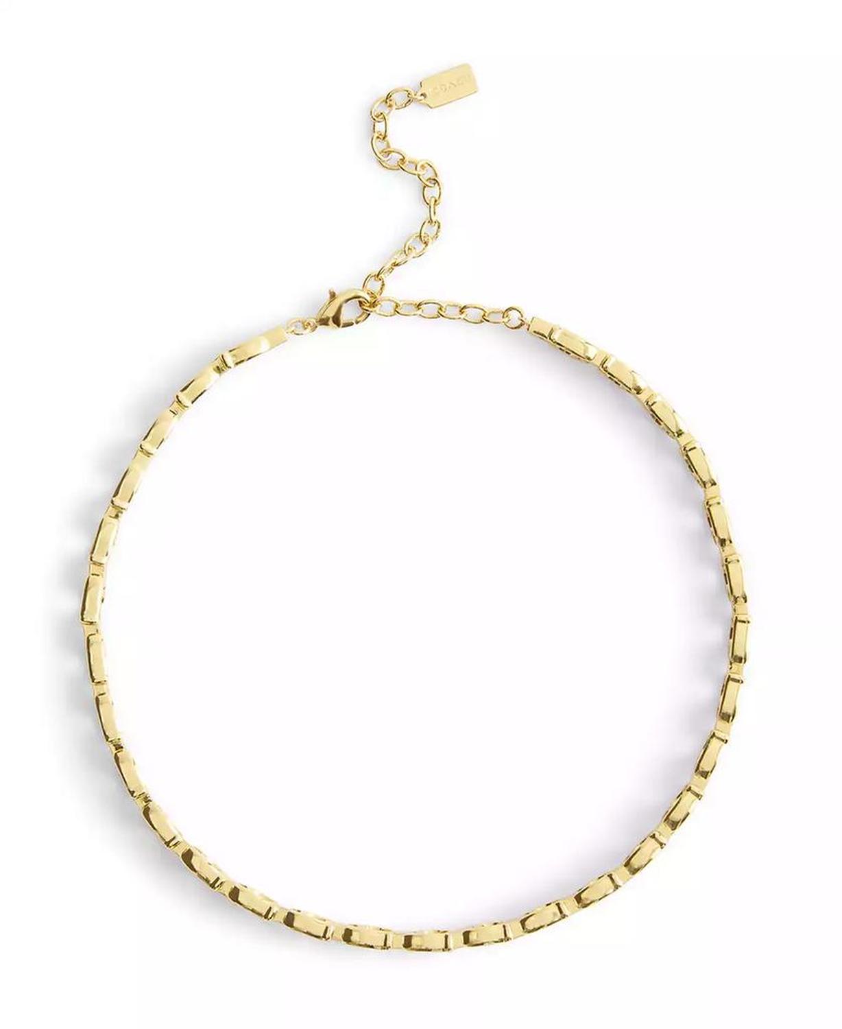 Gold Beveled Signature C Link Choker Necklace