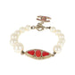 Chanel Faux Pearl & Red Gripoix CC Bracelet
