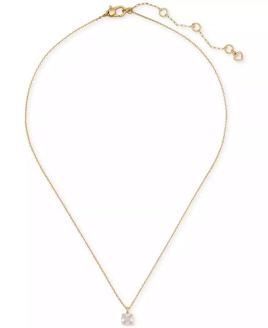 Cubic Zirconia Square Pendant Necklace, 16" + 3" extender