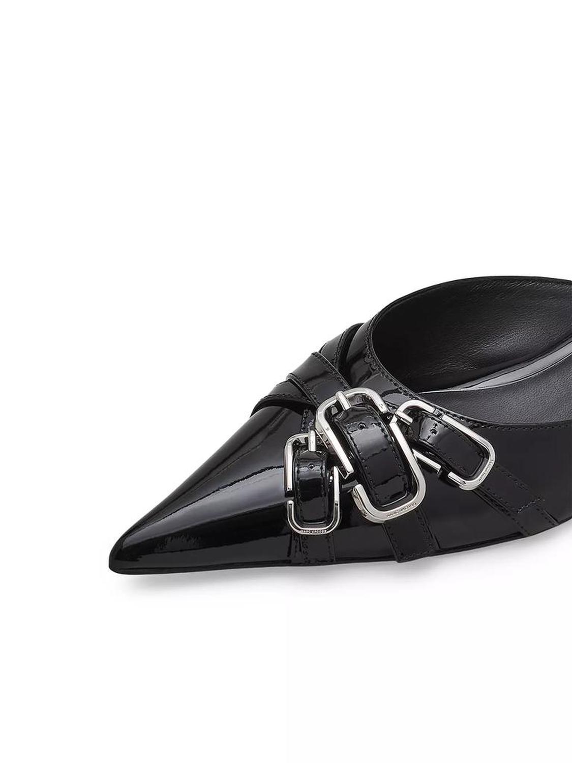 The Emma Buckle Patent Leather Kitten-Heel Mules
