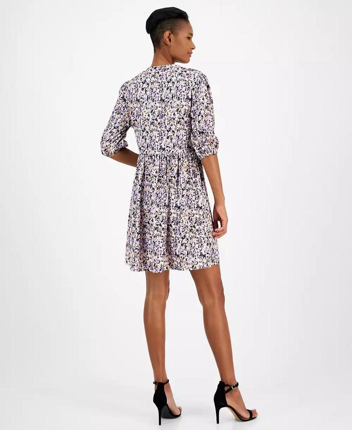 Women's Dorena Printed Tie-Neck A-Line Dress