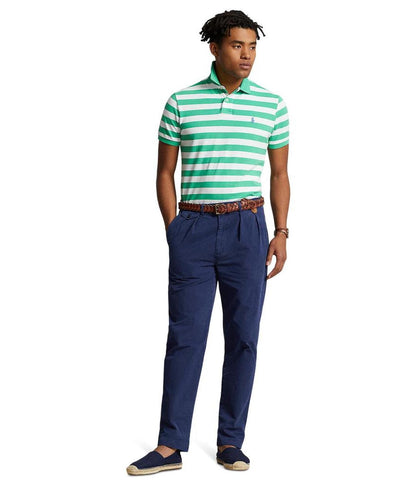 Classic Fit Striped Mesh Polo Shirt