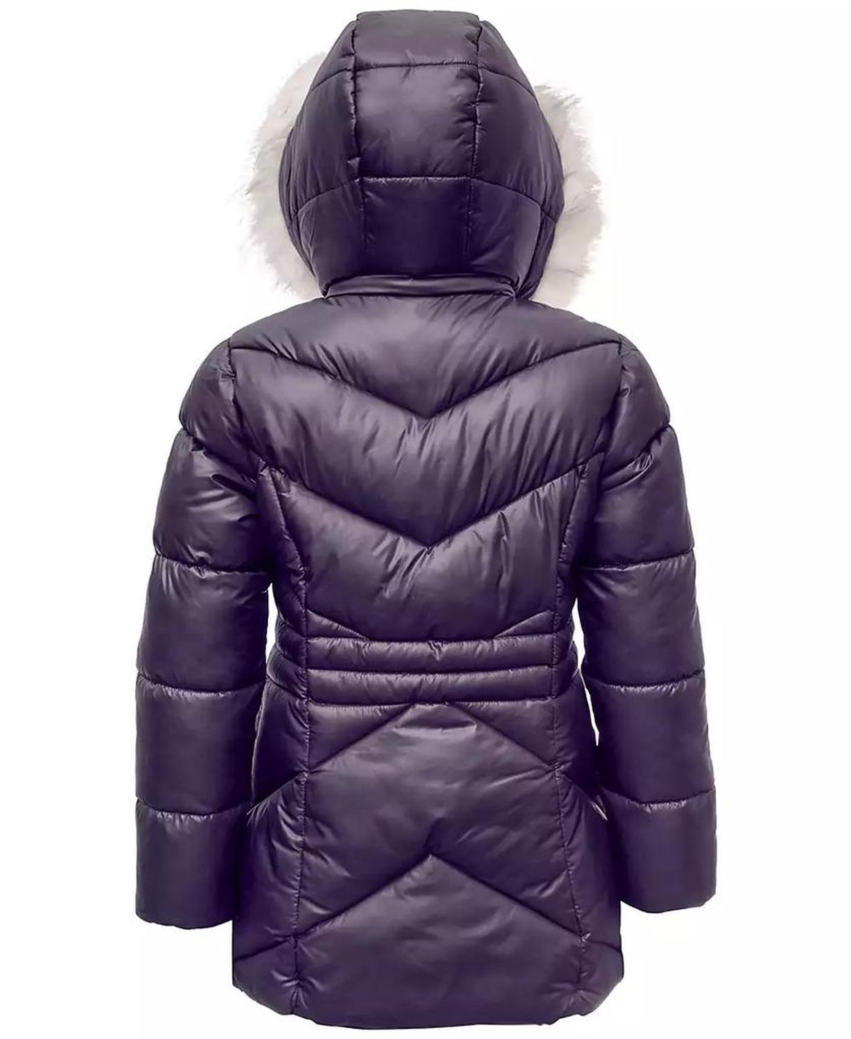 Michael Kors Big Girls Stadium Puffer Jacket with Faux-Fur Trim