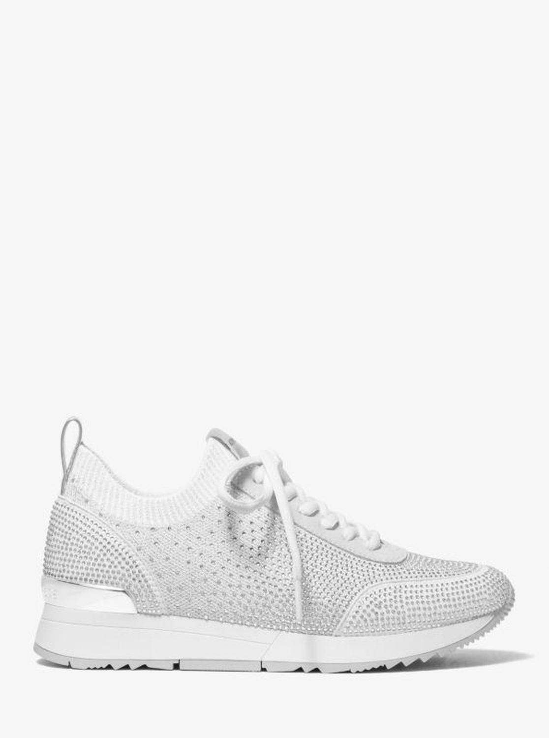Jenkins Crystal Embellished Metallic Stretch Knit Trainer