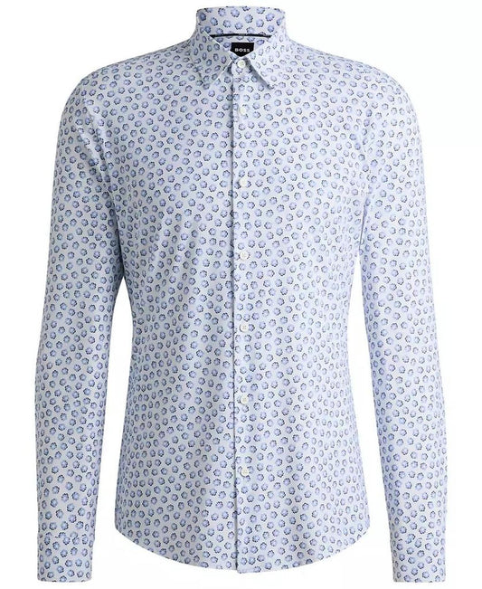 Men's Floral Print Slim Fit Dress Shirt