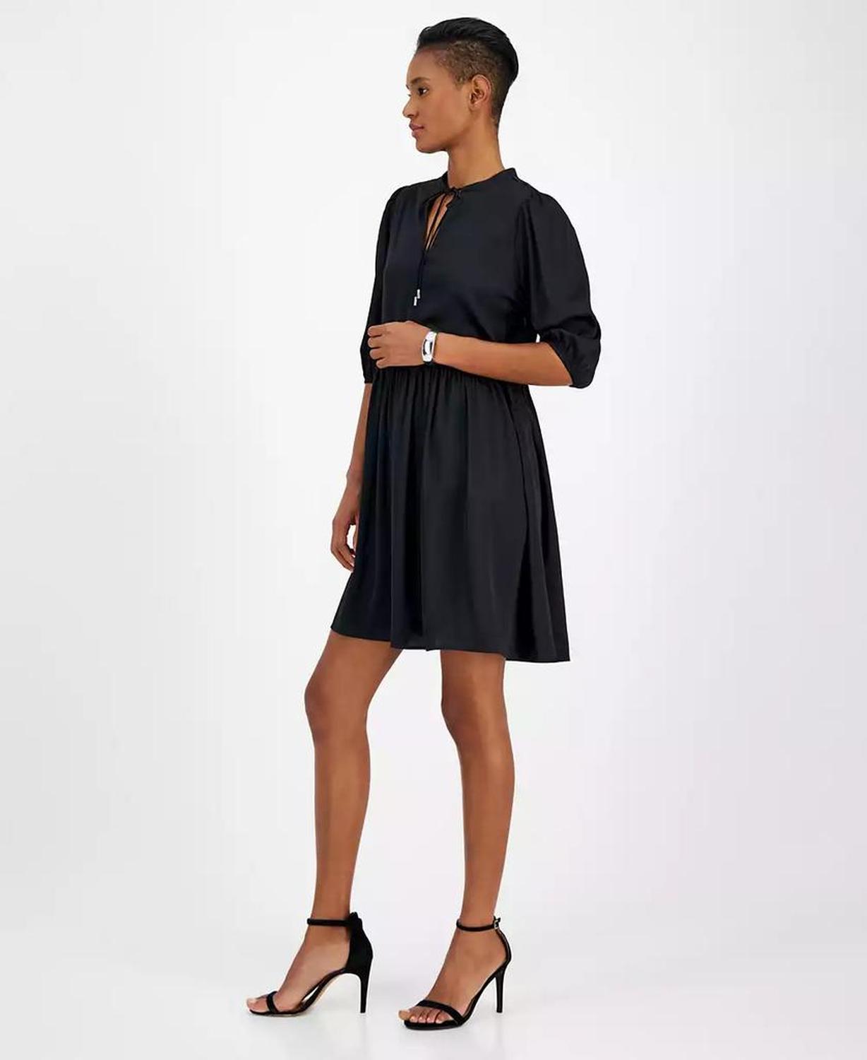 Women's Dorena Solid-Color Elbow-Sleeve A-Line Dress