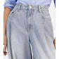 Women's Slouchy Denim Pleated Wide-Leg Pants
