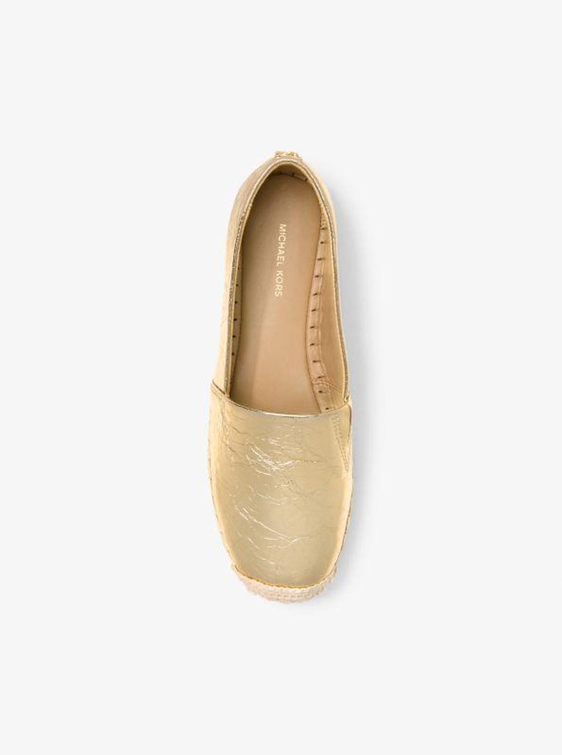 Lynne Crackled Metallic Leather Platform Espadrille