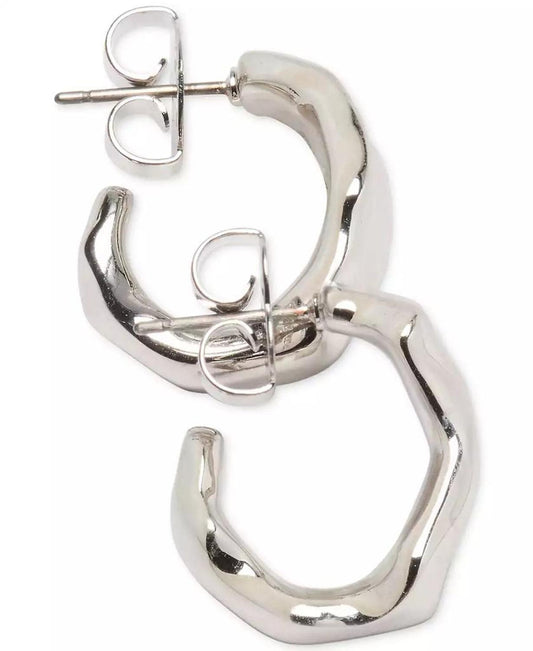 Silver-Tone Molten Hoop Earrings
