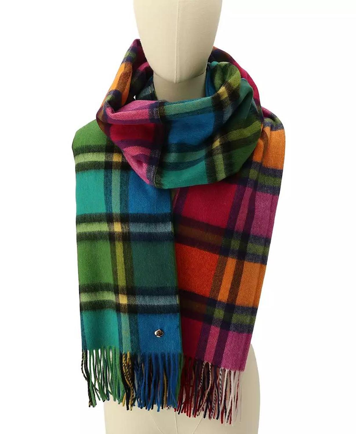 Plaid Mix Multi Yarn Dye Wool Scarf