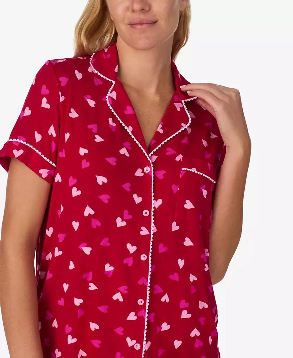 Women's 2-Piece Sleepwear Short-Sleeve Shirt and Pajama Shorts Set