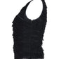 Marc Jacobs Organza Tiered Sleeveless Blouse in Navy Blue Polyester