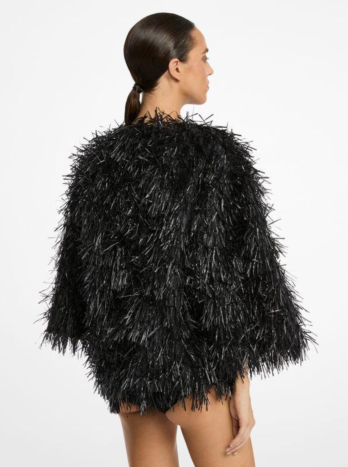 Hand-Embroidered Fringe Chubby Jacket