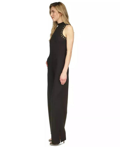 Women's Astor Studded Sleeveless Mock-Neck Jumpsuit